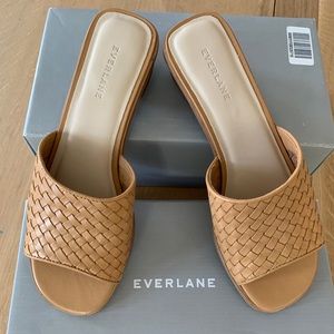 Everlane tan woven leather City Sandals block heel 9.5